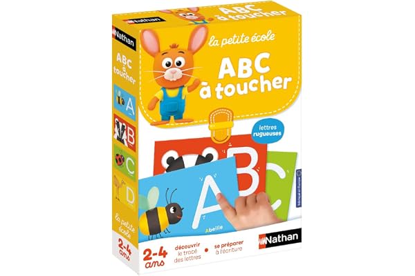 Nathan - La Petite Ecole ABC à Toucher - Découvrir le tracé des Lettres, Se préparer à l'Ecriture - Jeu Educatif Sur Le Thème Des Animaux - Coffret de 6 Jeux Progressifs - Pour Enfants de 2 à 4 ans