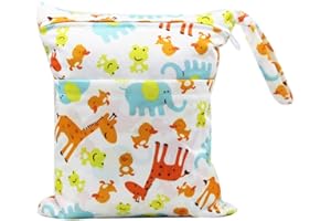 HOMEYUSER Baby Diaper Bag Wet Dry Bag Baby Nappy Organizer Bag Waterproof Zipper Bag Washable Reusable Baby Cloth Wet Bag (Color 3, L)