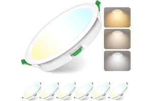 ‎JAENMSA Jaenmsa Led Spots 230V, Einbaustrahler Led, 12W 125-135mm EinbauØ，IP44, Dimmbar，Led Deckenspots Flach Warmweiß 3000K Neutralweiß 4000K Kaltweiß 6500K für Badezimmer, Küche, Wohnzimmer,6er Set