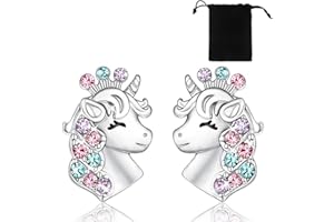 XOUDKE Orecchini Unicorno Bambina Argento Orecchin Anallergici Regalo-Regalo di Compleanno Gioielli Unicorno per Ragazze Donne