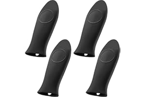 LIYIJIKEJI 4 Pcs Silicone Hot Handle Holder Set, Heat Resistant Silicone Pan Handle Covers Sleeves, Hot Pot Covers Grips for Cast Iron Skillets Frying Cast Iron Pan Protector(Black)