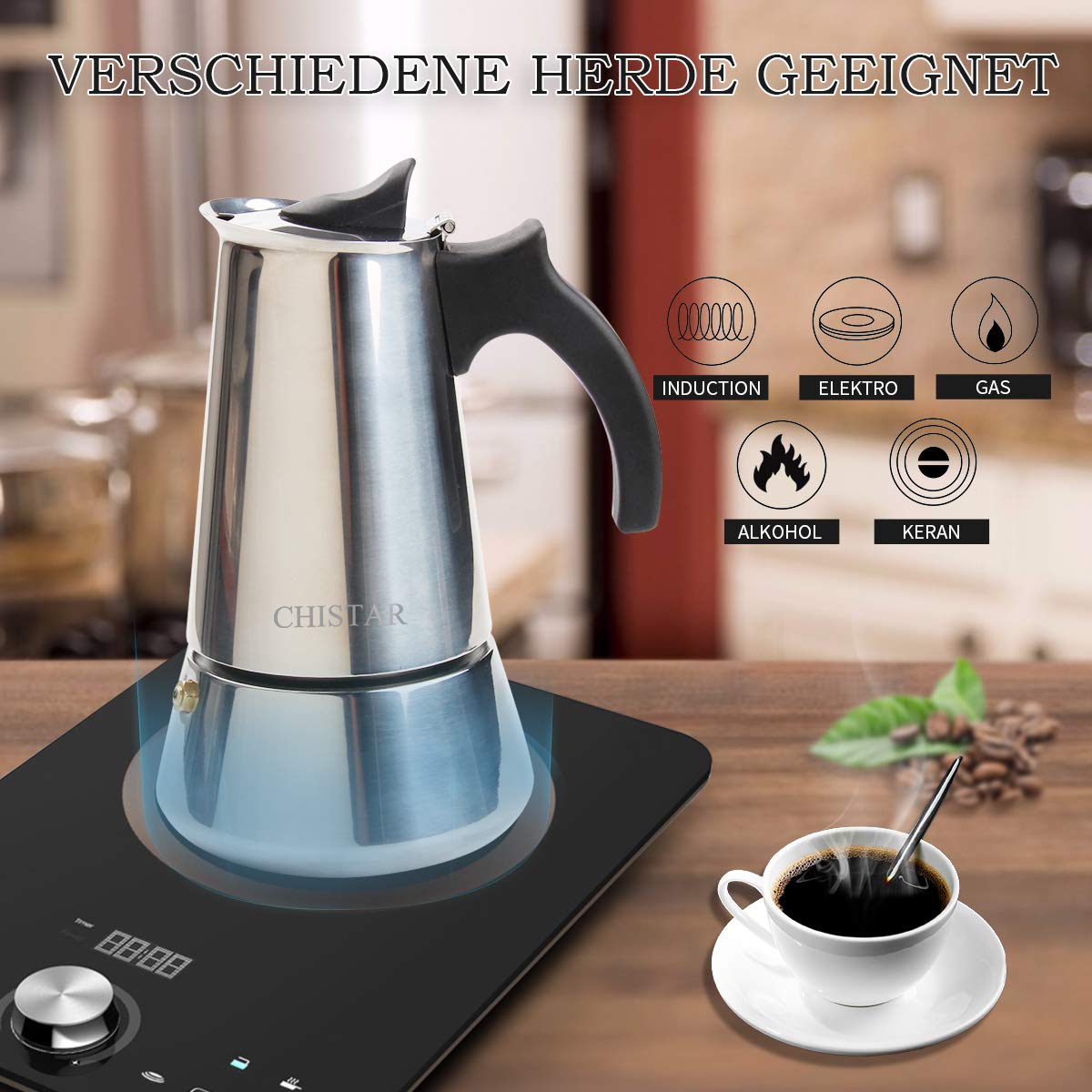 CHISTAR-Espressokocher-6-Tassen300ml-Kaffeekocher-aus-Edelstahl-Induktion-Geeignet