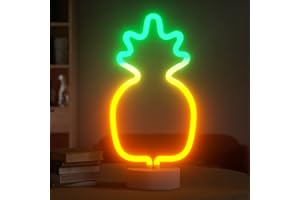 HOSYMO Ananas Neon Light, LED Neon Schild Leuchtreklame mit Ständer, Batterie oder USB Betrieben, Neon Sign Licht Deko für Party, Bar, Schlafzimmer, Weihnachten