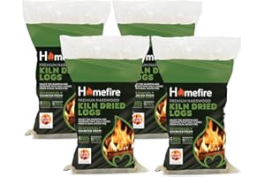 Homefire Kiln Dried Hardwood Logs, for Wood Burners, Open Fires, Multi-fuel Stoves (Pack of 4)