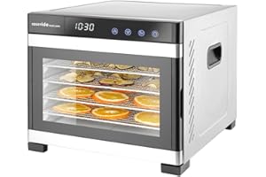 Sous Vide Tools [SVT-12005] Deshidratador de Alimentos de Acero Inoxidable, 6 bandejas, Panel táctil con Temporizador y Control del termostato, deshidratador Comercial para Fruta, Carne y Verduras