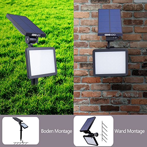 COOWOO 2x LED Solar Garten Beleuchtung IP65 Solarbetriebenes Outdoor Spotlight, Wasserdichte Spotbeleuchtung für Haus, Hinterhöfe, Garten, Rasen und Balkon - 2
