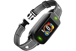 Rumicet Collier Anti Aboiement, IP67 Collier de Dressage pour Chien avec 5 Niveaux de Sensibilité Réglables, 3 Modes de Fonctionnement Collier Chien Anti Aboiement Rechargeable