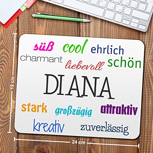 Mousepad mit Namen Diana personalisiert – Motiv Positive Eigenschaften – Namensmousepad, personalisiertes Mauspad, Gaming-Pad, Maus-Unterlage, Mausmatte - 2