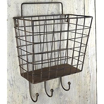 Wandkorb Landhaus Korb Metall Wandregal Ablage Shabby Chic Badregal
