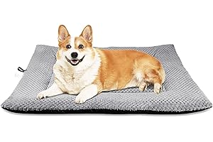Onarway Dog Bed Mat Medium: Washable Fluffy Dog Bed Cushion for Cats Puppies - M 76x54cm Sherpa Dog Crate Mattress for Medium Pets Grey