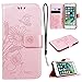 Produktbild CE-Link iPhone 7 Hülle Handyhülle Schutzhülle Rosegold Leder PU Wallet Flip Case Schmetterling Blume Muster Bumper Lederhülle Ledercase Ledertasche Klapphülle
