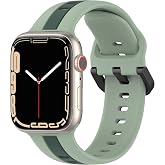 Minesk Apple Watch ile Uyumlu 42/44/45/49 MM i&ccedil;in Metal Tokalı Spor Silikon Kordon &Ccedil;ift Renkli Hava Alabilen Delikli Kayış