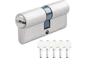 Hengsong Schließzylinder 35/35,Profilzylinder,Zylinderschloss für Haustür,mit 5 Schlüssel,Zylinder für Haustürschloss,Türschloss Innentür,ca.7cmx1.5xmx3cm,Silber