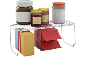 Metaltex Space Line - Estante apilable de cocina, 45x19x18 cm, blanco