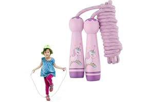 WEENWILL Jump Rope Kids,Kids Skipping Ropes Purple Adjustable Children's Jumping Ropes Skipping Rope with unicorn pattern Handle for Boys and Girls and Beginners Fitness Outdoor Exercise