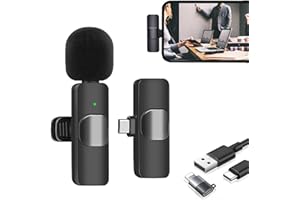 REDITAINER Microfono Inalambrico para iPhone/iOS/Android, Micrófono Solapa para Móvil Portátil, Plug-Play, para Youtube, Facebook, Twitter, TIK Tok Grabación de Video y transmisión en Vivo(No se Requiere App)