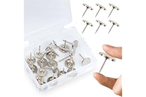 Shpucise 50Pcs Heavy Duty Flat Head Push Pins,Metal Flat Push Pins Round Head Thickened and Lengthened Drawing Pins with Storage Box,Humbtacks for Map, Photo Wall, Cork Board Bulletin (Silver)
