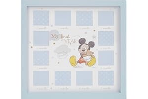 Disney - Cornice portafoto per il primo anno di vita, 12 mesi, per neonati, contiene varie foto, motivo: Topolino