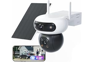 EZVIZ 8MP (4MP+4MP) Telecamera WiFi Esterno Batteria con Doppia Lente, Telecamera Solare per Esterni Senza Fili, Modalità AOV, Rilevamento di Persone/Veicoli, CB90 Dual+8W Pannello Solare