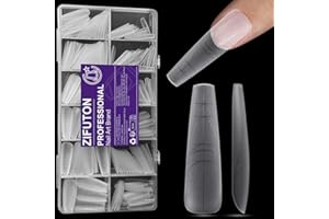 ZIFUTON 288Pcs Unghie Finte con Linee Ausiliarie,Tip In Gel Per Unghie Ballerina,12 Taglie Tip Unghie Ricostruzione,Unghie Finte Copertura Completa per Principianti,Nail Art,Salone delle unghie