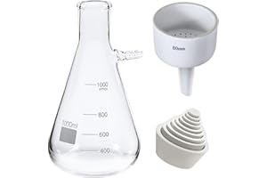 ECO-Baeerss Buchner Funnel Filtering Kit - 1000ml Filter Bottle & 80mm Funnel - White Glass Lab Vacuum Filtration Distillation Apparatus