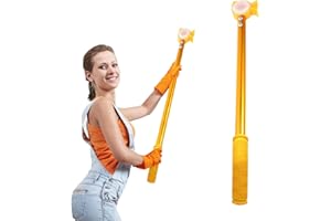 TOURKING 15.75 Inch Window Opener Hook Pole, Window Blinds, With Anti-slip Handles Window Open and Close Pole, Ideal for Living rooms, Kitchens, Rolling Shutters, and Windows Inside and Outside, Yellow