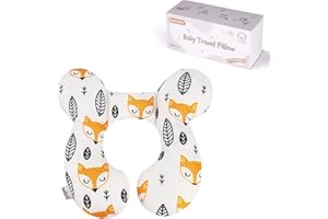 KAKIBLIN Oreiller de voyage pour bébé, coussin de nuque pour bébé, support de tête pour siège auto, poussette, support de cou pour bébé, renard jaune