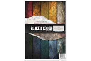 ITD Collection - Papel de arroz Decopatch - Decoupage - Papel de diseño para decoupage - Hojas de papel de arroz - A4 29,7 x 21 cm - Black&Color - RP-078