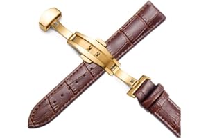 SCHERRY 12mm/14mm/15mm/16mm/17mm/18mm/19mm/20mm/21mm/22mm/24mm Genuine Leather Foldable Clasp Watchbands Butterfly Buckle Watch Strap