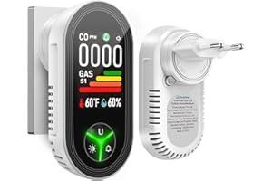 Gedsffati Détecteur de Gaz et Monoxyde de Carbone avec Prise pour Maison, Alarme de CO, Alarme de Gaz Combustibles pour Gaz Naturel LPG Méthane Propane Butane, Blanc, PTH-24E