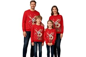 GENERISCH Weihnachtspullover Familie Set Damen Herren Kinder Lustig Ugly Christmas Sweater Rentier Weihnachtspulli Weihnachts Pärchen Pullover Unisex Rundhals Sweatshirt Weihnachtsoutfit