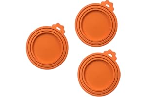 TSAONYMA Coperchi per scatolette di Cibo per Animali, 3 Misure, Lavabili in lavastoviglie, Senza BPA, in Silicone, universali, Colore Arancione (3 PCS)