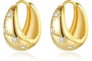 ANTEN PINK Orecchini a cerchio in oro da donna Orecchini ipoallergenici piercing multipli placcati piccoli con retro piatto Mini orecchini a cerchio Huggie in oro grosso