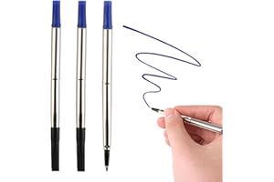 JUGNAW 3X Blue Parker Quink Compatible Rollerball Pen Refills, Medium Tip (0.7mm) for Smooth and Reliable Writing, Certified ISO 12757.2, Premium Pigmented Ink, Long-Lasting for Parker Ballpoint Pens