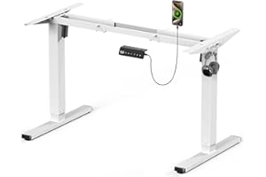 ‎VOSATRON VOSATRON Höhenverstellbarer Schreibtisch Elektrisch Tischgestell mit 2 Starken Motoren, Höhenverstellbar Schreibtisch Gestell mit USB-C-Anschluss, Antikollisionsfunktio und Memory-Steuerung, Weiß