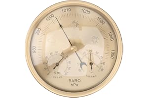 VORCOOL 3 in 1 Barometer Weather Station with Thermometer and Hygrometer Dial Indoor Air Pressure Temperature Humidity Monitor for Indoor and Outdoor use, Aluminum Alloy Compact Design