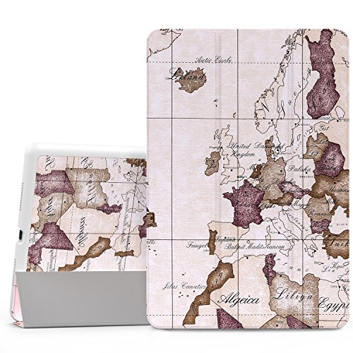 MoKo Hülle für iPad Pro 9.7 - Ultra Lightweight Slim PU Leder Tasche Schutzhülle Schale Smart Shell Case mit Auto Schlaf / Wach Funktion und Standfunktion für Apple iPad Pro 9.7 Zoll Tablet, Landkarte B112