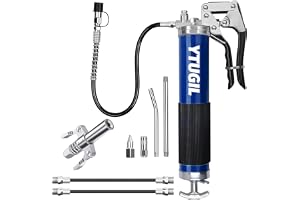 YTUGIL fettpistol – kraftig fettpistol med flexibel slang, 8 000 PSI manuell fettpistol, förstärkt koppling, metallrör, munst