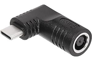 SinLoon kąt prosty USB C męski do 65 W PD DC 7,4 mm x 0,6 mm żeński adapter do ładowania wtyczki wejściowej, zintegrowany z indukcyjnym chipem auto identyfikacji PD, dla telefonów