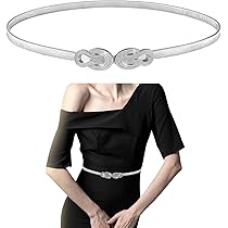 Cintura Elastica Donna Argento Con Pavone E Diamanti - Sottile E Regolabile 65-90 Cm