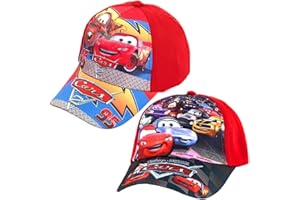 PIROIT Mccqueen Cars Gorras Beisbol, 2PCS Mccqueen Auto Gorra Snapback con Visera Gorra Béisbol Niño Ajustable Sombrero Deportivo Cap Casual para Niños Gorra de Verano Infantil para Niños, 2 a 8 Años