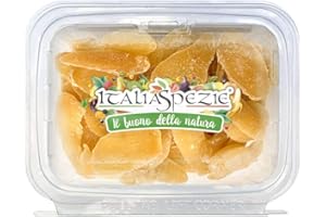 ITALIA SPEZIE - Zenzero disidratato a fette 500 g senza zucchero cristallizzato (con zucchero a velo) - Prima Qualità - ginger candito essiccato - Confezione Richiudibile Salva Freschezza