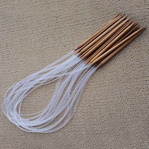 18 Stk 80cm Länge unterschiedlicher Größe Rundstricknadel Bambus Häkelnadeln strickenden Nadeln Set Kit - 2