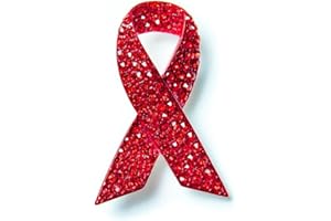 SUNJIAQI Red Rhinestone Ribbon Brooch Diamante World Aids Day Sign HIV Awareness Ribbon Brooch Pin Breast Cancer Awareness Brooch Pin for School, Support Groups, Gift-Giving and Fundraising
