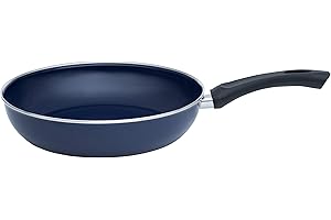 Riess, 0042-012, babcia patelnia emaliowana 24, CLASSIC - patelnia emaliowana, średnica 24 cm, wysokość 5,6 cm, emaliowana, niebieska z czarnym uchwytem z tworzywa sztucznego, patelnia, indukcyjna