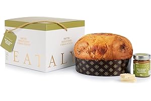 EATALY – Panettone Cioccolato Bianco con Crema al Pistacchio – 900g – Dolce Natalizio a Lievitazione Naturale – Senza Uvetta e Canditi – Confezione Regalo Elegante Firmata Eataly