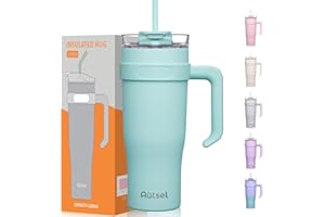 Autsel 40oz Travel Mug Tumbler Cup with Straw and Lid Insulated Coffee Mug with Handle Leakproof Stainless Steel Vacuum Coffee Mug for Hot Cold Drink
