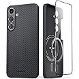 Thinborne Compatible with Samsung Galaxy S24 Case, [Made of 600D Aramid Fiber] [Magnetic Charging] [Thin & Lightweight] [ Slim Minimalist Style with Carbon Fiber Textures]