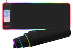 AURTEC Tapis de souris de jeu RVB avec chargement rapide sans fil de 15 W, imperméable et antidérapant, base en caoutchouc et tapis de clavier avec 10 modes d'éclairage, pour jeux, travail, PC, Mac