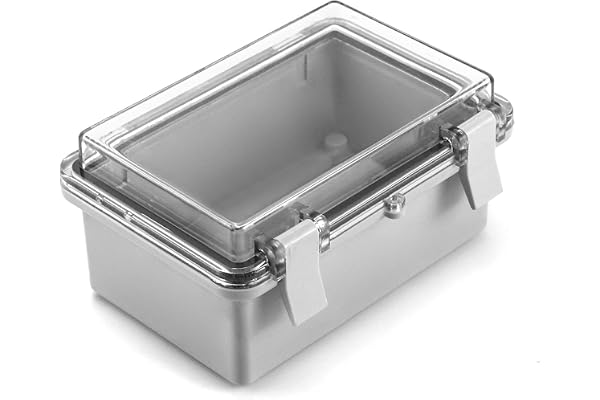 QWORK Kopplingsbox universellt projekthölje, ABS/PC-legering vattentät IP65 elektrisk låda gångjärn skal med PC genomskinligt skydd med lås 150 mm x 100 mm x 70 mm
